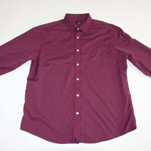 UNTUCKit Men's Button Front Nylon Shirt Size XL Maroon Red X-Large Regular Fit